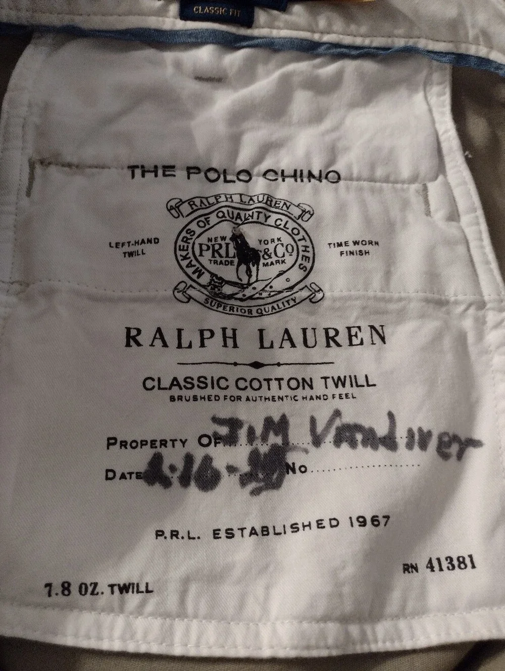 Polo Ralph Lauren Chino Pants Men's 36x29 Khaki Classic Fit Cotton Twill Career
